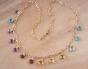 - Solid Gold 14K Rainbow Precious Gemstone Necklace