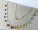 - Solid Gold 14K Rainbow Precious Gemstone Necklace