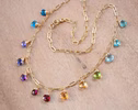 - Solid Gold 14K Rainbow Precious Gemstone Necklace