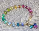 - Solid Gold 14K Rainbow Precious Gemstone Wire Wrapped Bracelet