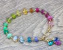 - Solid Gold 14K Rainbow Precious Gemstone Wire Wrapped Bracelet