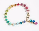 - Solid Gold 14K Rainbow Precious Gemstone Wire Wrapped Bracelet