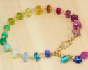 - Solid Gold 14K Rainbow Precious Gemstone Wire Wrapped Bracelet