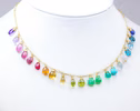 - Solid Gold 14K Rainbow Precious Gemstone Wire Wrapped Bracelet