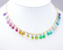 - Solid Gold 14K Rainbow Precious Gemstone Wire Wrapped Bracelet