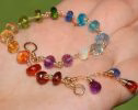 - Solid Gold 14K Rainbow Precious Gemstone Wire Wrapped Bracelet