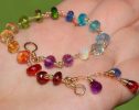 - Solid Gold 14K Rainbow Precious Gemstone Wire Wrapped Bracelet