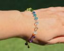 - Solid Gold 14K Rainbow Precious Gemstone Wire Wrapped Bracelet