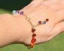 - Solid Gold 14K Rainbow Precious Gemstone Wire Wrapped Bracelet