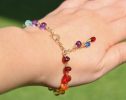 - Solid Gold 14K Rainbow Precious Gemstone Wire Wrapped Bracelet
