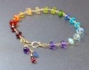 - Solid Gold 14K Rainbow Precious Gemstone Wire Wrapped Bracelet