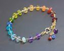 - Solid Gold 14K Rainbow Precious Gemstone Wire Wrapped Bracelet