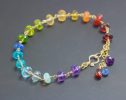 - Solid Gold 14K Rainbow Precious Gemstone Wire Wrapped Bracelet