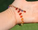 - Solid Gold 14K Rainbow Precious Gemstone Wire Wrapped Bracelet
