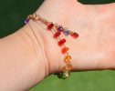 - Solid Gold 14K Rainbow Precious Gemstone Wire Wrapped Bracelet