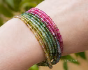 - Solid Gold 14K Rainbow Tourmaline Multi Wrap Bracelet Necklace, Layered Bracelet, Layered Necklace, One of a Kind