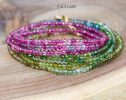 - Solid Gold 14K Rainbow Tourmaline Multi Wrap Bracelet Necklace, Layered Bracelet, Layered Necklace, One of a Kind