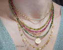 - Solid Gold 14K Rainbow Tourmaline Multi Wrap Bracelet Necklace, Layered Bracelet, Layered Necklace, One of a Kind