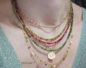 - Solid Gold 14K Rainbow Tourmaline Multi Wrap Bracelet Necklace, Layered Bracelet, Layered Necklace, One of a Kind