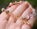 - Solid Gold 14K Rhodochrosite, Morganite and Peach Moonstone Gemstone Bracelet