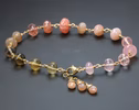 - Solid Gold 14K Rhodochrosite, Morganite and Peach Moonstone Gemstone Bracelet