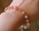 - Solid Gold 14K Rhodochrosite, Morganite and Peach Moonstone Gemstone Bracelet