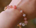 - Solid Gold 14K Rhodochrosite, Morganite and Peach Moonstone Gemstone Bracelet
