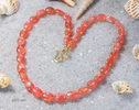- Solid Gold 14K Rhodochrosite Necklace, Summer Peach Beaded Necklace
