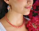 - Solid Gold 14K Rhodochrosite Necklace, Summer Peach Beaded Necklace