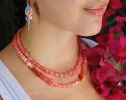 - Solid Gold 14K Rhodochrosite Necklace, Summer Peach Beaded Necklace