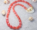 - Solid Gold 14K Rhodochrosite Necklace, Summer Peach Beaded Necklace