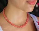 - Solid Gold 14K Rhodochrosite Necklace, Summer Peach Beaded Necklace