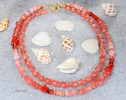 - Solid Gold 14K Rhodochrosite Necklace, Summer Peach Beaded Necklace