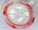 - Solid Gold 14K Rhodochrosite Necklace, Summer Peach Beaded Necklace
