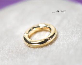 - Solid Gold 14K Round Connector, Charm Holder, Push Lock