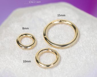 - Solid Gold 14K Round Connector, Charm Holder, Push Lock