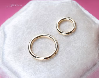 - Solid Gold 14K Round Connector, Charm Holder, Push Lock