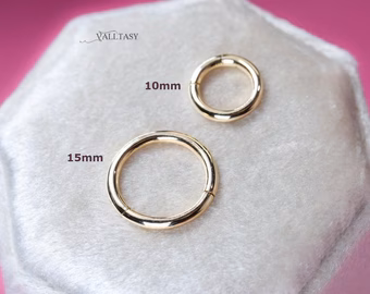 - Solid Gold 14K Round Connector, Charm Holder, Push Lock