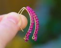 - Solid Gold 14K Rubellite Pink Tourmaline Earrings, Modern Linear Gemstone Earrings