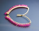 - Solid Gold 14K Rubellite Pink Tourmaline Earrings, Modern Linear Gemstone Earrings