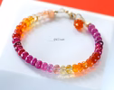 - Solid Gold 14K Ruby and Mexican Fire Opal Bracelet, Multi Gemstone Bracelet