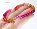 - Solid Gold 14K Ruby and Mexican Fire Opal Bracelet, Multi Gemstone Bracelet