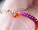 - Solid Gold 14K Ruby and Mexican Fire Opal Bracelet, Multi Gemstone Bracelet