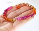 - Solid Gold 14K Ruby and Mexican Fire Opal Bracelet, Multi Gemstone Bracelet