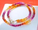 - Solid Gold 14K Ruby and Mexican Fire Opal Necklace, Multi Gemstone Beaded Necklace