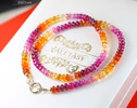 - Solid Gold 14K Ruby and Mexican Fire Opal Necklace, Multi Gemstone Beaded Necklace