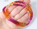 - Solid Gold 14K Ruby and Mexican Fire Opal Necklace, Multi Gemstone Beaded Necklace