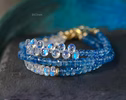 - Solid Gold 14K Santa Maria Aquamarine and Rainbow Moonstone Bracelet, Moonstone and Aquamarine Beaded Bracelet
