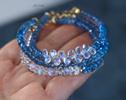 - Solid Gold 14K Santa Maria Aquamarine and Rainbow Moonstone Bracelet, Moonstone and Aquamarine Beaded Bracelet