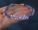 - Solid Gold 14K Santa Maria Aquamarine and Rainbow Moonstone Bracelet, Moonstone and Aquamarine Beaded Bracelet